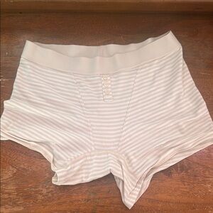 Striped Cream Women's Aerie Sleep Shorts